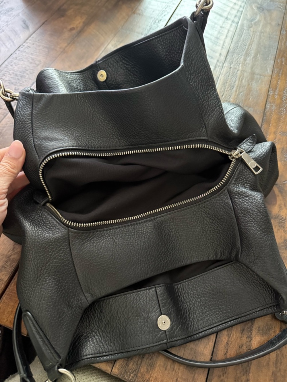 Coach Madison Phoebe Black Pebbled Leather Shoulder Bag Multi Compartments - Picture 7 of 8